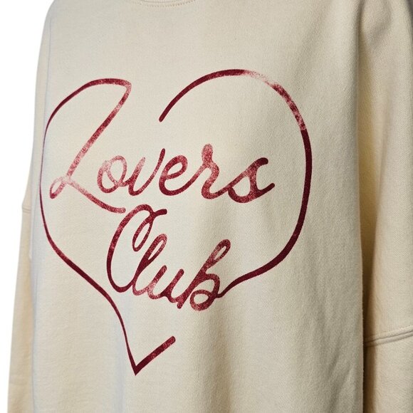 Spiritual Gangster Boyfriend Pullover Sweater, Graphic Lovers Club, Cream, Sz M - Picture 11 of 11